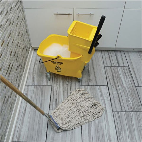 Genuine Joe Wet Mop 60" Head Width - Cotton, Wood - White