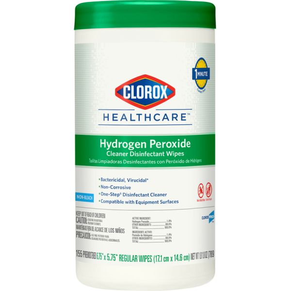 Clorox Healthcare Hydrogen Peroxide Cleaner Disinfectant Wipes Wipe - 155 / Canister - 1 Each - White