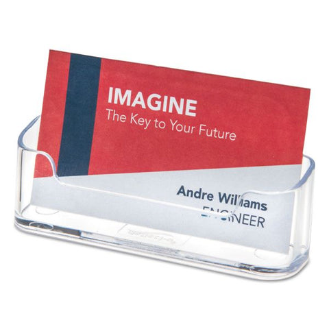 Deflecto Horizontal Business Card Holder, Holds 50 Cards, 3.88 x 1.38 x 1.81, Plastic, Clear