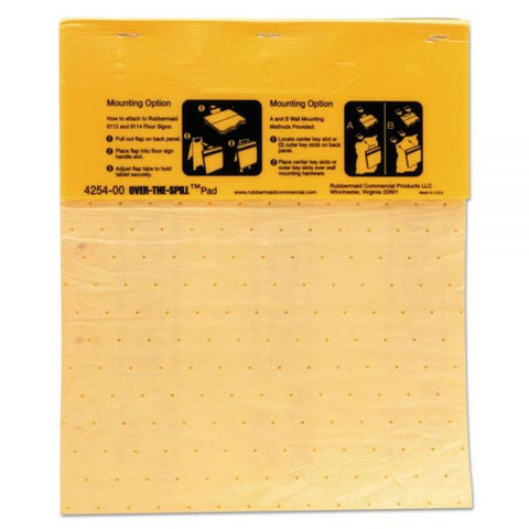 Rubbermaid Commercial Over-The-Spill Pad Tablet, 12 oz, 16.5 x 14, 22/Pack