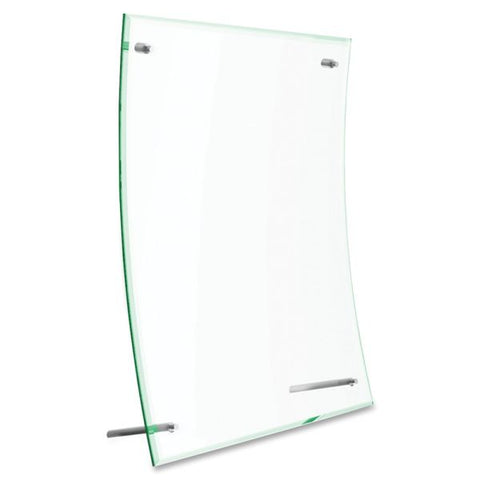 Deflecto Superior Image Curved Sign Holder, 13 1/16"H x 10 11/16"W x 3 3/8"D, Clear/Green