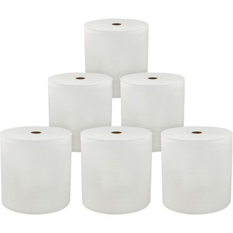 Genuine Joe Hardwound Paper Towel Rolls, 7" x 850 ft, 1 Ply, White, 6 Rolls/ Carton 7" x 850 ft - 1 Ply - White - 6 Rolls/ Carton