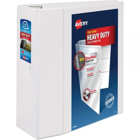 Heavy-Duty View 3-Ring Binder, 5" D-Rings, 49% Recycled, White