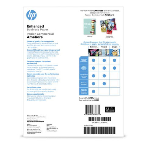 HP Color Laser Glossy Brochure Paper, 97 Bright, 40 lb Bond Weight, 8.5 x 11, White, 150/Pack