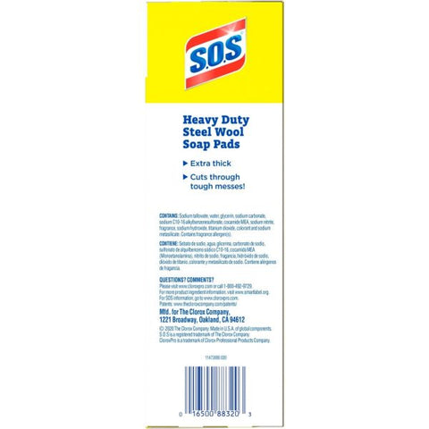 S.O.S Heavy Duty Steel Wool Soap Pads Steel Wool - 15/ Pack