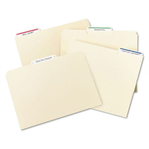 Avery Print or Write File Folder Labels, 11/16 x 3 7/16, White/Dark Blue Bar, 252/Pack