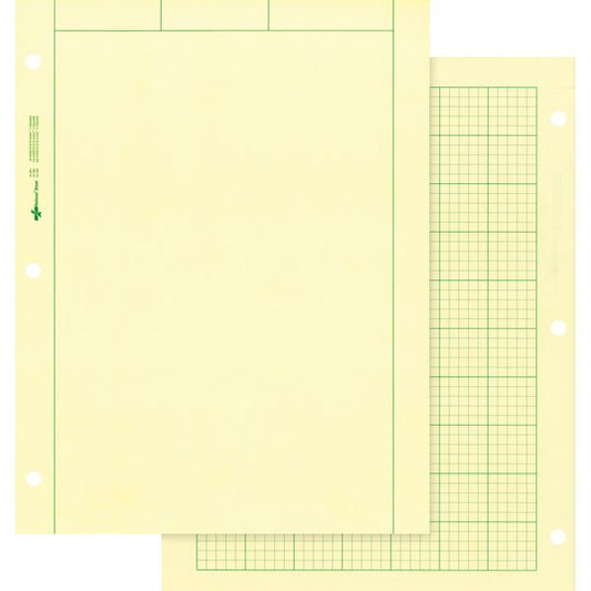 Rediform Computation Pads - Letter Letter Size (8 1/2" x 11") - 5 Squares/ Inch - Green With Green Ruling - 3-Hole Punched - 100 Sheets/ Pad - 1 Pad