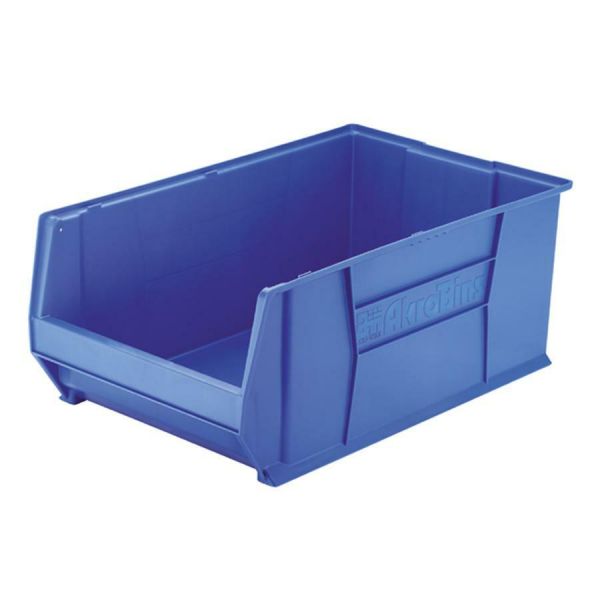 Akro-Mils AkroBins Storage Bin Stackable - Heavy Duty - External Dimensions: 18.4" Width x 29" Depth x 12" Height - Polypropylene - Blue - 1 Each