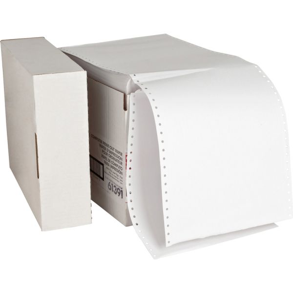 Sparco Continuous Single-Part Computer Paper 8 1/2" x 11" - Letter Trim Perforations - 20 lb Paper Weight - White - 2,550 Sheets/ Carton