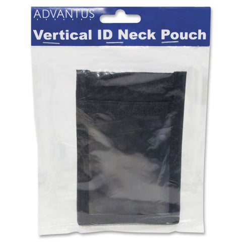 Advantus ID Badge Holders with Convention Neck Pouch, Vertical, Black/Clear 3.25" x 5" Holder, 2.38" x 3.5" Insert, 48" Cord, 12/Pack