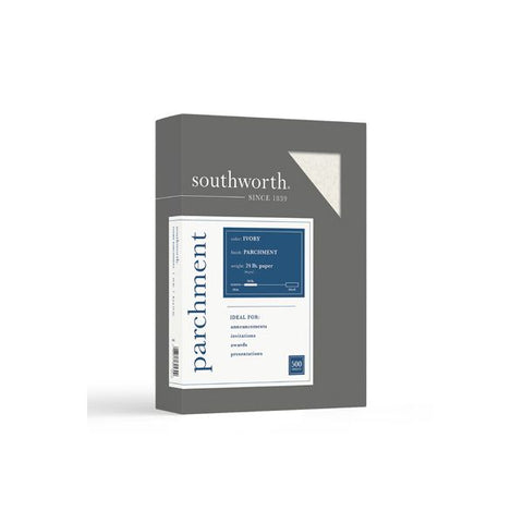 Southworth Parchment Specialty Paper, 24 lb Bond Weight, 8.5 x 11, Ivory, 500/Ream