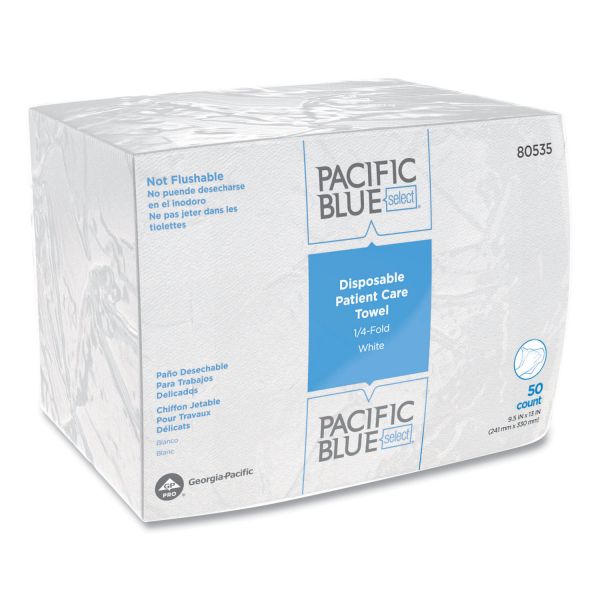 Georgia Pacific Professional Pacific Blue Select Disposable Patient Care Washcloths, 9.5 x 13, White, 50/Pack, 20 Packs/Carton