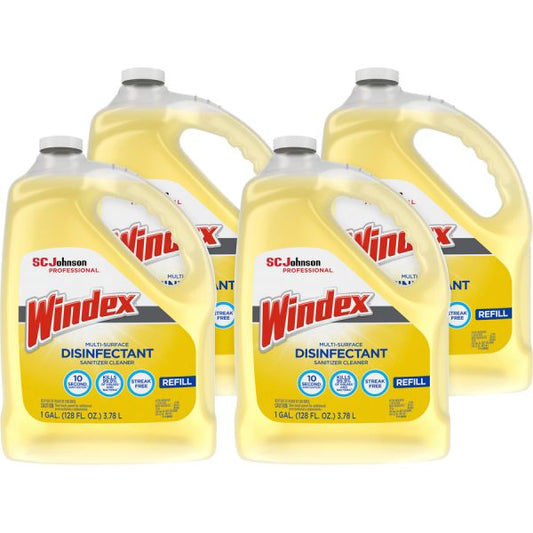 Windex Multi-Surface Disinfectant Sanitizer Cleaner 1 Gallon Size - Fruit Scent - 4 Bottles/ Carton