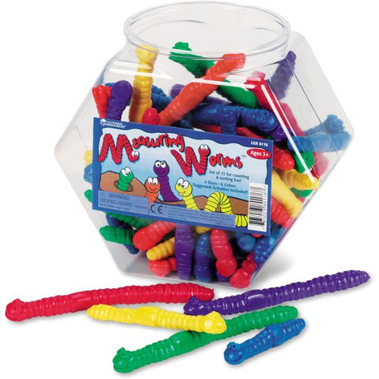 Measuring Worms 72 Pieces - 1" - 2" - 3" - 4" - Assorted Colors