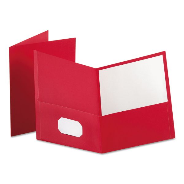 Oxford Twin-Pocket Folder, 100-Sheet Capacity, Red, 25/Box