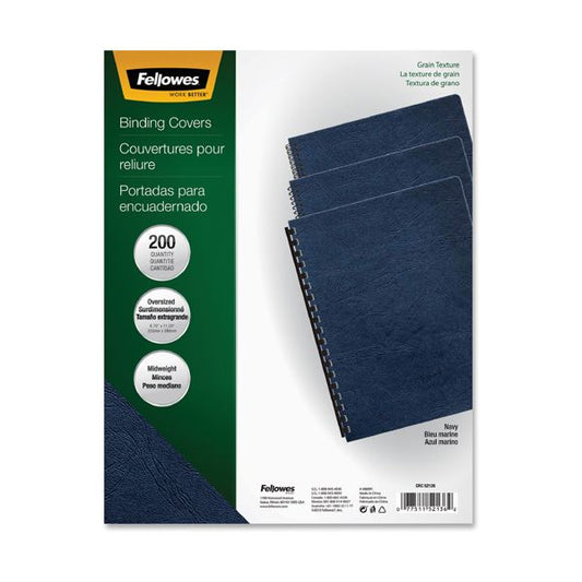 Fellowes Expressions Classic Grain Texture Presentation Covers for Binding Systems, Navy, 11.25 x 8.75, Unpunched, 200/Pack