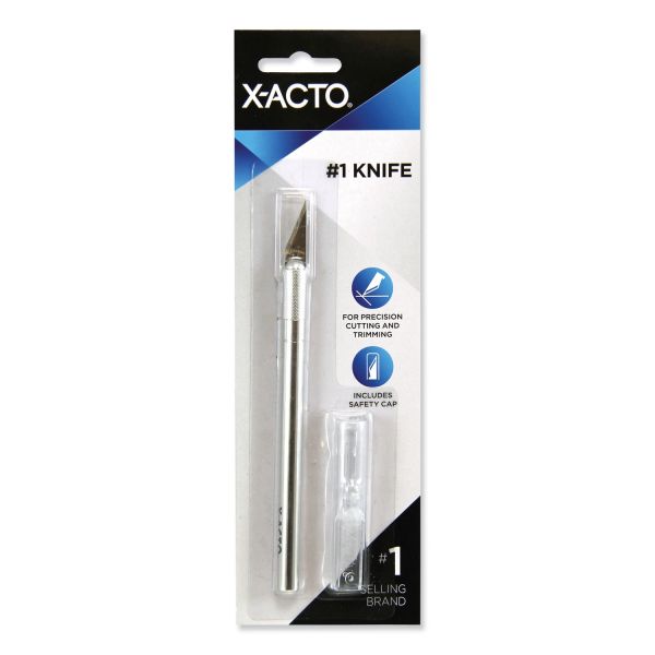 X-ACTO No. 1 Z-Series Precision Utility Knife with Replaceable Steel Blade, Safety Cap, Silver