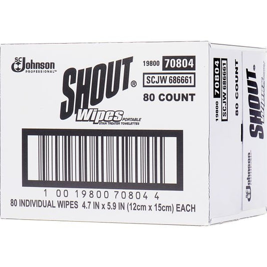 Shout Wipe and Go Instant Stain Remover, 4.7 x 5.9, 80 Packets/Carton