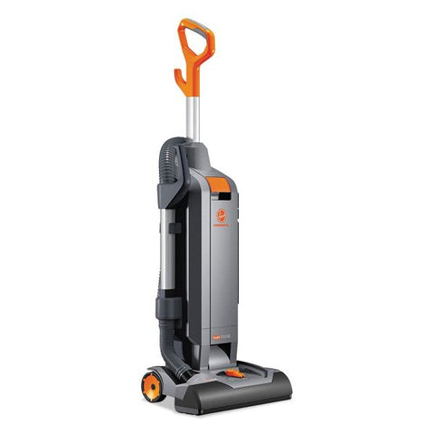 Hoover Commercial HushTone Vacuum Cleaner with Intellibelt, 15" Cleaning Path, Gray/Orange