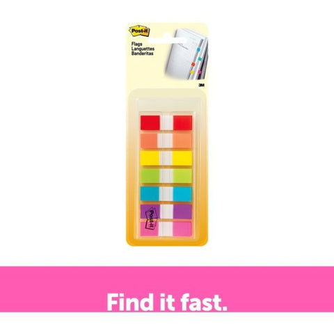 Post-it Flags in On-the-Go Dispenser 0.50" x 1.75" - Red, Orange, Yellow, Green, Blue, Purple, Pink - Self-stick - 1 / Pack