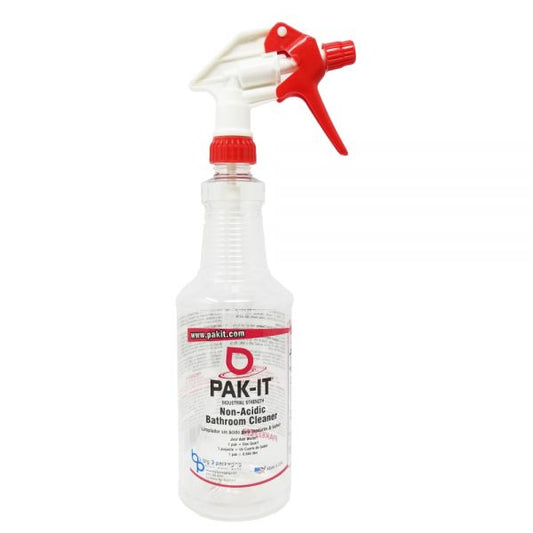 PAK-IT Color-Matching Trigger Spray Bottle, For Non-Acid Bathroom Cleaner, 32 Oz, Red