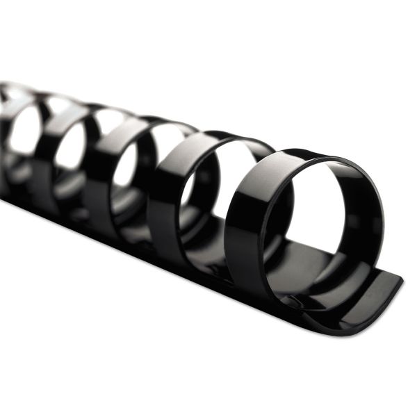 GBC CombBind Standard Spines, 3/8" Diameter, 60 Sheet Capacity, Black, 100/Box
