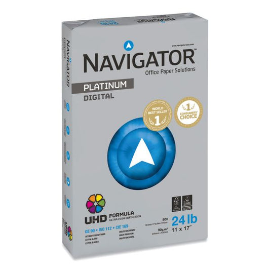 Navigator Platinum Paper, 99 Brightness, 24 lb, 11 x 17, White, 2500 Sheets/Carton