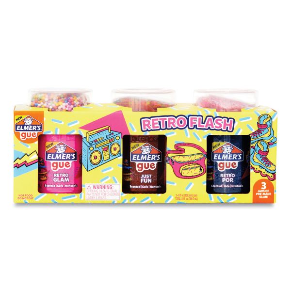 Elmer's Gue Premade, Retro Flash Slime Kit, 24 oz, Assorted Colors