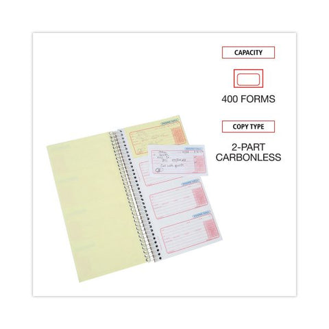 Universal Wirebound Message Books, Two-Part Carbonless, 5 x 2.75, 4 Forms/Sheet, 400 Forms Total