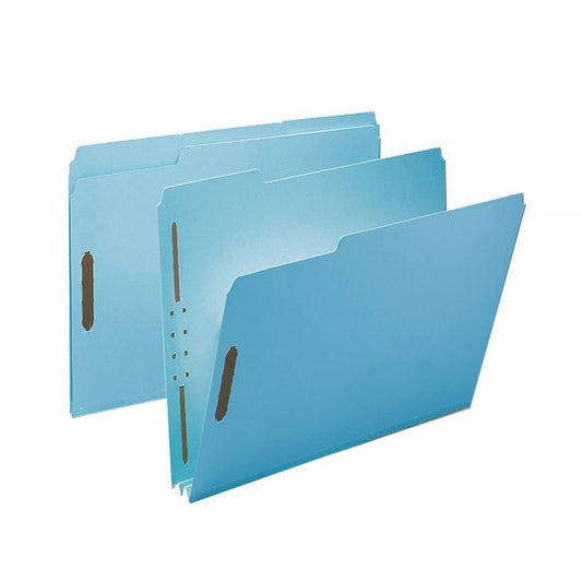 Smead Pressboard Fastener Folders, 2" Expansion, 8 1/2" x 11", Letter, 100% Recycled, Blue, Box of 25 8 1/2" x 11" - 250 Sheet Capacity - 2" Expansion - 2 x 2K Fastener(s) - Assorted Position Tab Position - Pressboard - Blue - 100% Recycled - 25 / Box