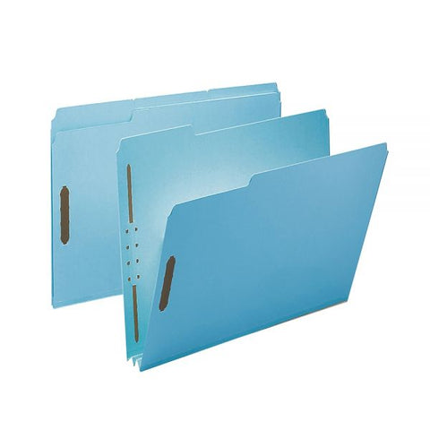 Smead Pressboard Fastener Folders, 2" Expansion, 8 1/2" x 11", Letter, 100% Recycled, Blue, Box of 25 8 1/2" x 11" - 250 Sheet Capacity - 2" Expansion - 2 x 2K Fastener(s) - Assorted Position Tab Position - Pressboard - Blue - 100% Recycled - 25 / Box