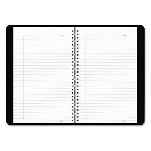 Blueline Poly Cover Notebook 6" x 9 3/8" Size - College Ruled - 80 Sheets - Twin-Wire Binding - White Paper - Black Cover - 1 Notebook