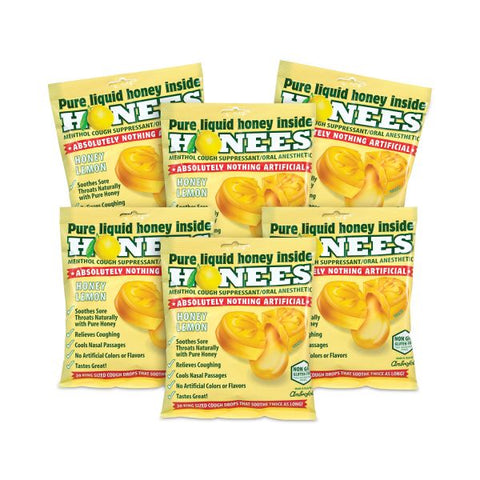 HONEES Cough Drops, Honey-Lemon, 20/Bag, 6 Bags/Box