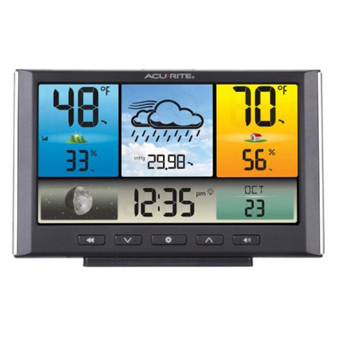 AcuRite Digital Weather Station / Weather Clock with Color Display Digital LCD - Weather Station330 ft - Humidity, Temperature, Atmospheric Pressure - Desktop, Wall Mountable