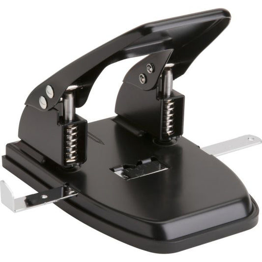 Business Source Heavy-Duty Two-Hole Punch 2 Punch Heads - 9/32" Hole Diameter - 30 Sheet Capacity - Black