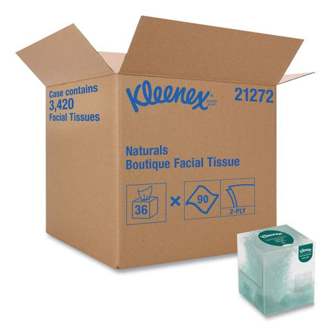 Kleenex Naturals Facial Tissue, 2-Ply, White, 90 Sheets/Box