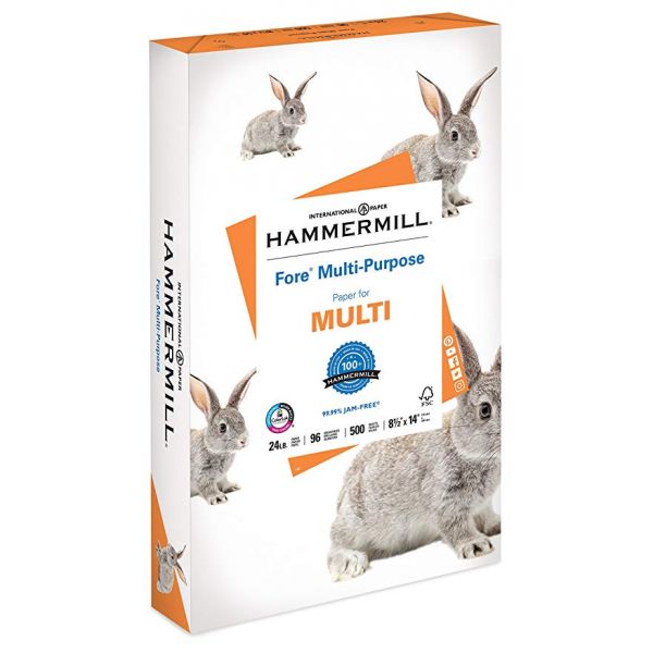 Hammermill Fore Multi-Use Print & Copy Paper, Legal Size (8 1/2" x 14"), 24 Lb, White, Ream Of 500 Sheets