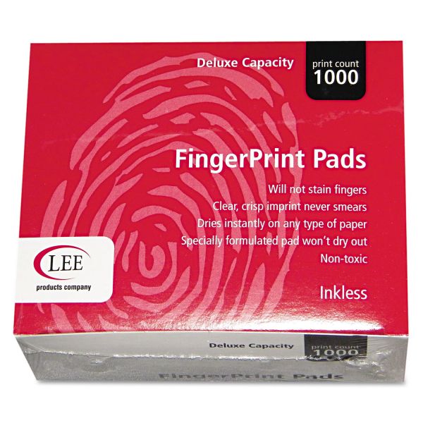 LEE Inkless Fingerprint Pad, 2.25" x 175", Black, 12/Pack