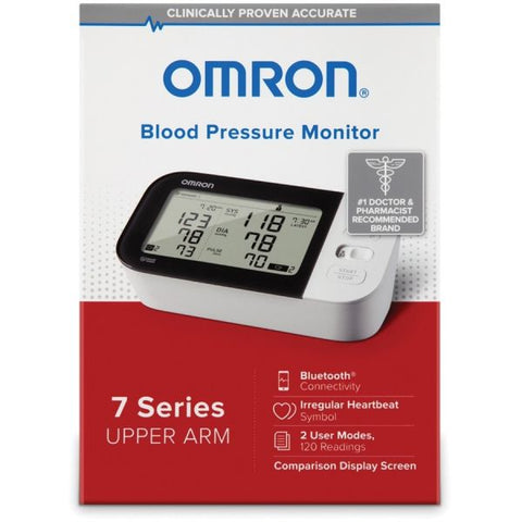 Omron 7 Series Wireless Upper Arm Blood Pressure Monitor For Blood Pressure - Irregular Heartbeat Detection, LCD Display, Memory Storage