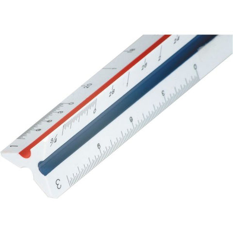 Staedtler 12" Architect Triangular Scale 12"Longueur 1"Largeur - 3/32, 1/8, 3/16, 1/4, 3/8, 1/2, 3/4, 1, 1-1/2 Graduations - Imperial Measuring System - Polystyrene - 1 Each - White