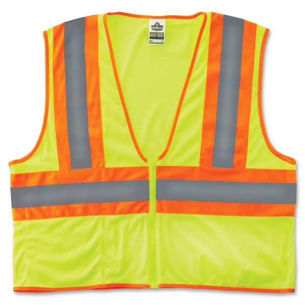 GloWear Class 2 Two-tone Lime Vest 2-Xtra Large/3-Xtra Large Size - Polyester Mesh - 1 / Carton - Lime