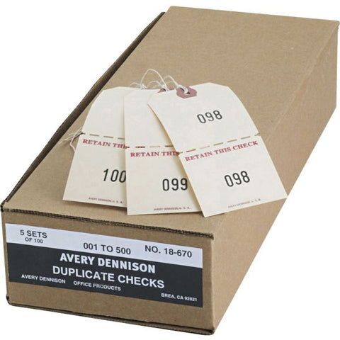 Avery Duplicate Auto Park Tags, 1-500, 4.75 x 2.38, Manila, 500/Box