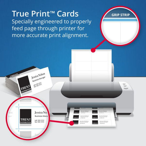 Avery True Print Clean Edge Business Cards, Inkjet, 2 x 3.5, White, 200 Cards, 10 Cards/Sheet, 20 Sheets/Pack