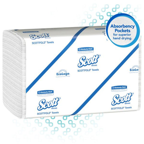 Scott SCOTTFOLD Paper Towels, 7 4/5 x 12 2/5, 1-Ply, White, 175 Sheets/Pack, 25 Packs/Carton