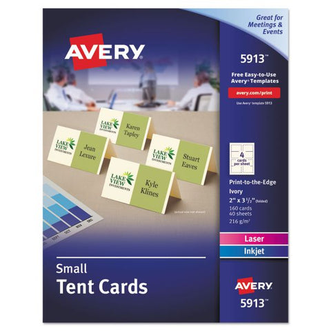 Avery Small Tent Card, Ivory, 2 x 3.5, 4 Cards/Sheet, 40 Sheets/Pack