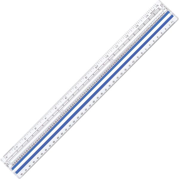 Westcott Magnifying Computer Printout Rulers 15"Longueur 1"Largeur - 1/16, 1/10, 1/6 Graduations - Imperial, Metric Measuring System - Acrylic - 1 Each - Clear