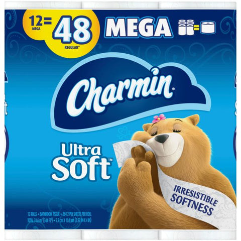 Charmin Ultra Soft 2-Ply Toilet Paper, 264 Sheets Per Roll, Pack Of 12 Rolls