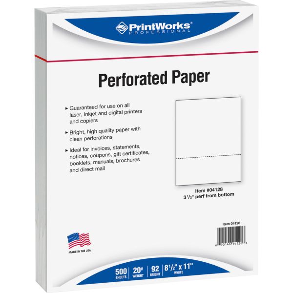 Laser3 Micro Perf (3-1/2") Copy/Laser Paper Letter - 8 1/2" x 11" - 20 lb Paper Weight - White - 500 Sheets/ Ream - 1 Ream