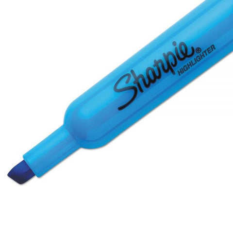 Sharpie Tank Style Highlighters, Blue Ink, Chisel Tip, Blue Barrel, Dozen