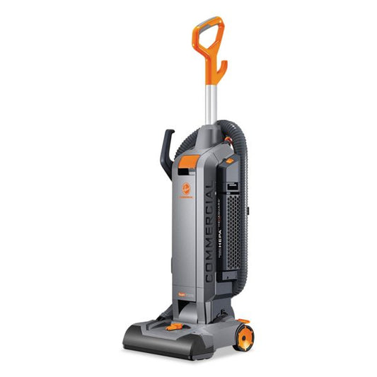 Hoover Commercial HushTone Vacuum Cleaner with Intellibelt, 13" Cleaning Path, Gray/Orange